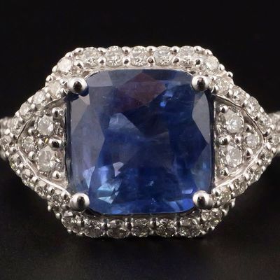 Sale Photo Thumbnail #98: Platinum Sapphire and Diamond Ring