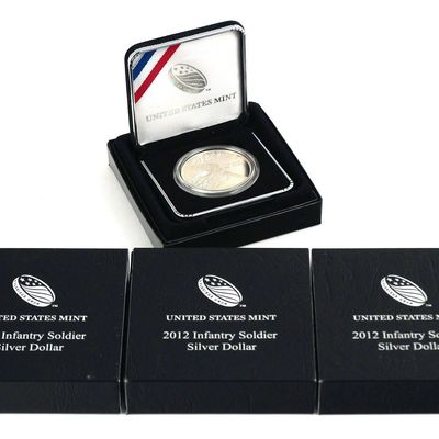 Sale Photo Thumbnail #107: (4) 2012-W Infantry Soldier Proof Silver Dollars
