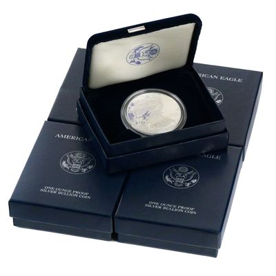 Sale Photo Thumbnail #72: (5) Proof American Eagle Silver Dollars