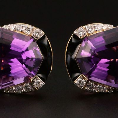 Sale Photo Thumbnail #83: 14K Gold Amethyst and Diamond Earrings