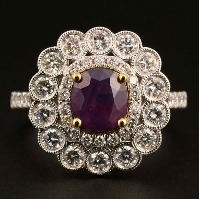 Sale Photo Thumbnail #94: 18K Gold Kashmir Sapphire Diamond Ring