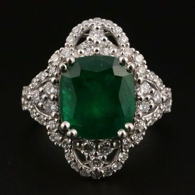 Sale Photo Thumbnail #14: GIA 4.17ct Emerald Diamond Platinum Ring