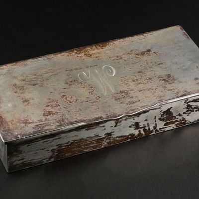 Sale Photo Thumbnail #60: Antique Sterling Silver Humidor Cigar Box