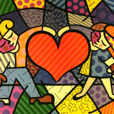 Sale Photo Thumbnail #22: ROMERO BRITTO, Acrylic on Wood, Heart Kids