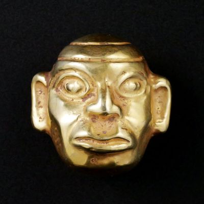Sale Photo Thumbnail #93: 14KT Gold Pre-Columbian Head Bead