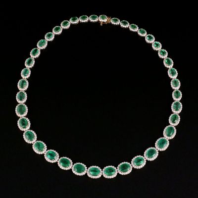Sale Photo Thumbnail #105: 14K Gold Emerald and Diamond Necklace