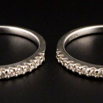Sale Photo Thumbnail #135: 14K White Gold Diamond Wedding Band Set