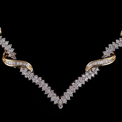 Sale Photo Thumbnail #112: 14K Yellow Gold & Diamond Necklace, 13.2g