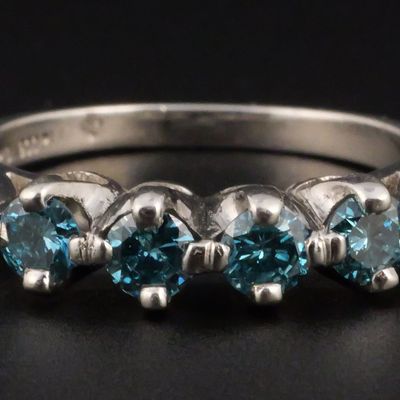 Sale Photo Thumbnail #74: Platinum & Blue Diamond Ring, 5.1g