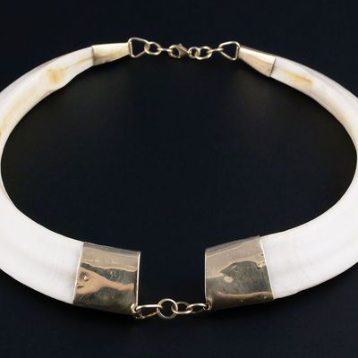 Sale Photo Thumbnail #13: 18KT Warthog Wild Boar Tusk Necklace Choker