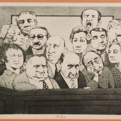 Sale Photo Thumbnail #244: CHARLES BRAGG, Etching, The Jury