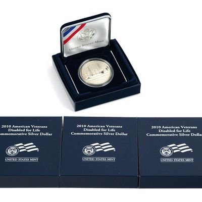 Sale Photo Thumbnail #303: (4) 2010 Disabled Veterans Proof Silver Dollars