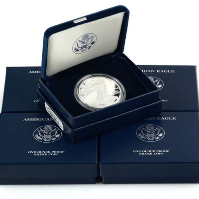 Sale Photo Thumbnail #163: (5) U.S. Mint Proof Silver American Eagles