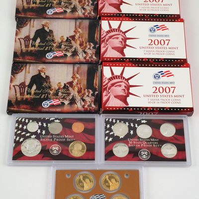 Sale Photo Thumbnail #243: (3) 2007 U.S. Mint Silver Proof Sets