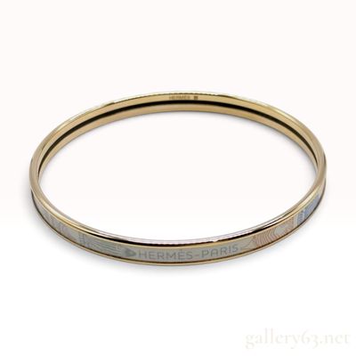 Sale Photo Thumbnail #185: Hermes Narrow Gold Plated Enamel Fish Motif Bangle Bracelet