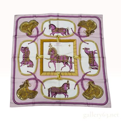 Sale Photo Thumbnail #325: Hermes Grand Apparat Silk Scarf in Pink and Lavender