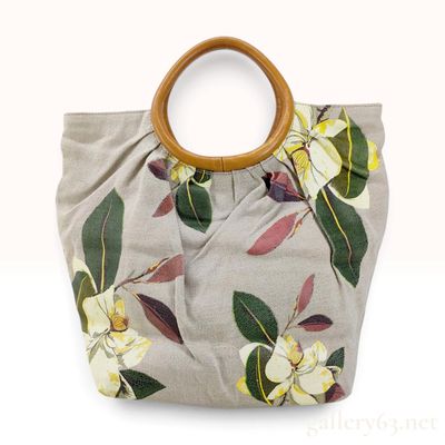 Sale Photo Thumbnail #303: Vivienne Westwood Magnolia Floral Canvas Tote Bag with Leather Ring Handles