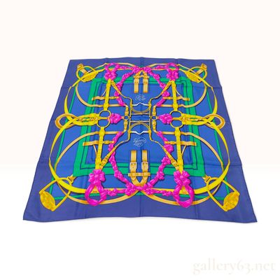 Sale Photo Thumbnail #268: Hermes Grand Manege Blue Silk Scarf 90