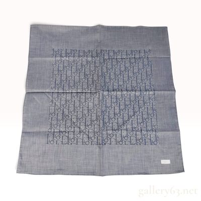 Sale Photo Thumbnail #229: Christian Dior Oblique Monogram Blue and Grey Cotton Scarf
