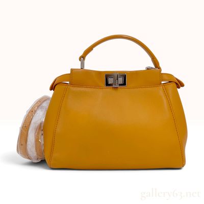 Sale Photo Thumbnail #575: Fendi Peekaboo Mini Yellow Nappa Leather Handbag with Shoulder Strap