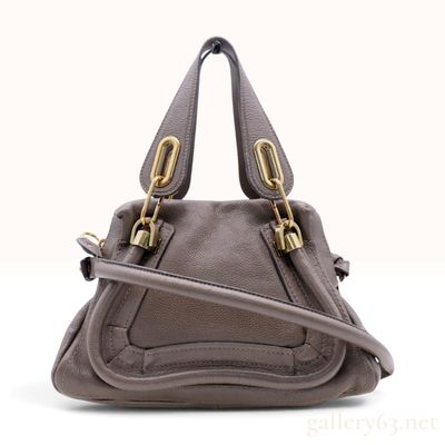 Sale Photo Thumbnail #373: Chloe Paraty Grey Grained Leather Satchel Bag Small