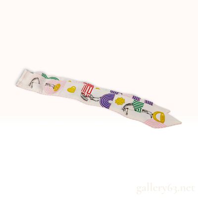 Sale Photo Thumbnail #328: Hermes Garde Robe Pop White Multicolor Silk Twilly With Box