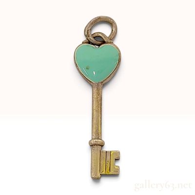 Sale Photo Thumbnail #298: Tiffany and Co. Tiffany Blue Enamel Heart Key Sterling Silver Pendant