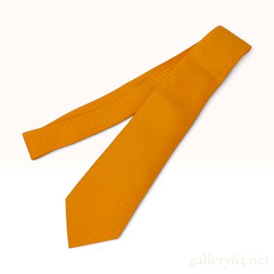 Sale Photo Thumbnail #347: Hermes H d'Ancre Orange Silk Necktie