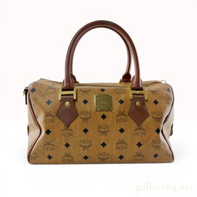 Sale Photo Thumbnail #502: MCM Cognac Visetos Monogram Coated Canvas Boston Bag