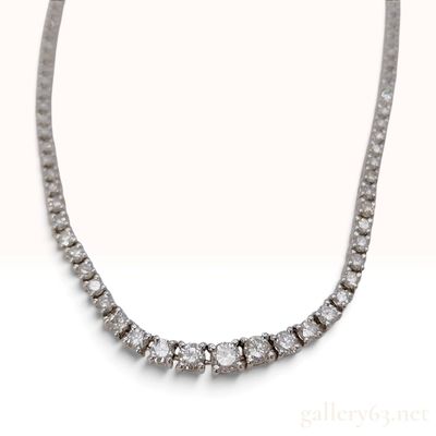 Sale Photo Thumbnail #237: A 14 Karat White Gold and 5.00ctw Graduated Diamond Tennis Necklace