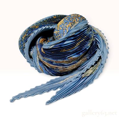 Sale Photo Thumbnail #489: Hermes L'Atlantide Blue Silk Carre Plisse Scarf