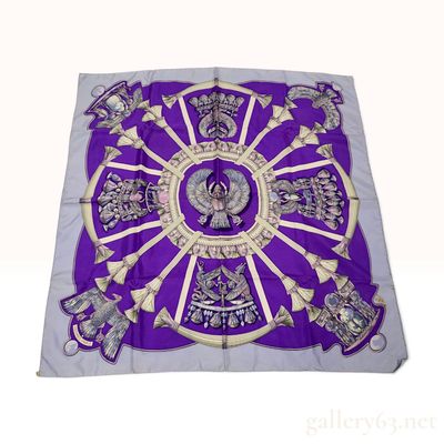 Sale Photo Thumbnail #221: Hermes Egypte Purple Silk Carre 90