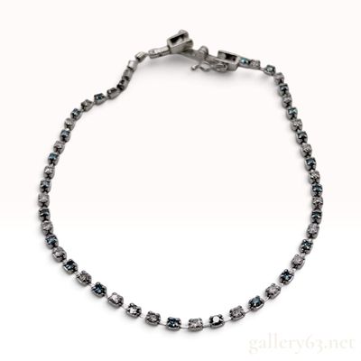 Sale Photo Thumbnail #475: Platinum and 1.00 Carat Total Weight Colorless and Blue Diamond Tennis Bracelet
