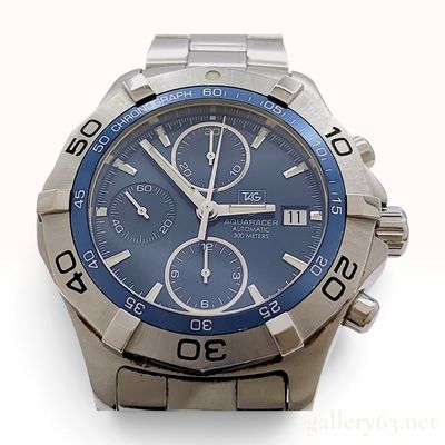 Sale Photo Thumbnail #420: TAG Heuer Aquaracer CAF2112 Blue Stainless Steel Automatic Chronograph Watch with Warranty Card