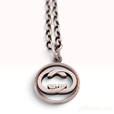 Sale Photo Thumbnail #461: Gucci Sterling Silver Interlocking G Spinning Pendant Necklace