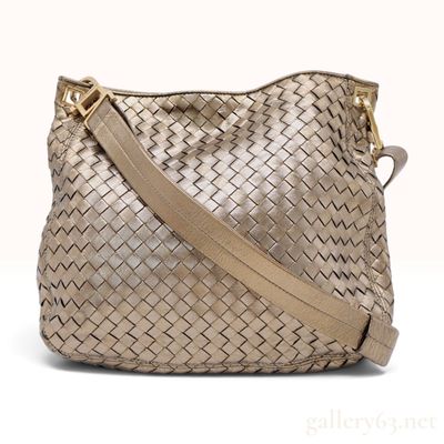 Bottega Veneta Intrecciato Metallic Leather Shoulder Bag