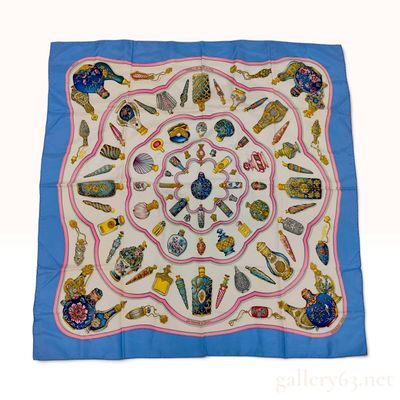 Sale Photo Thumbnail #565: Hermes Qu'importe le flacon Blue Silk Scarf 90