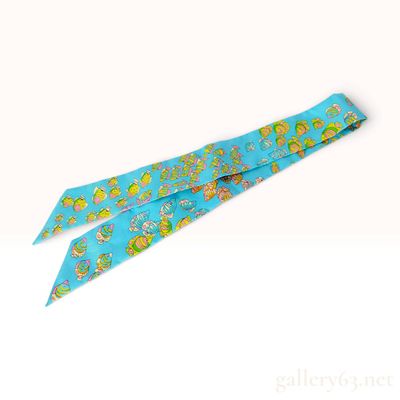 Sale Photo Thumbnail #293: Hermes Rencontre Oceane Turquoise Silk Twilly Scarf with Box