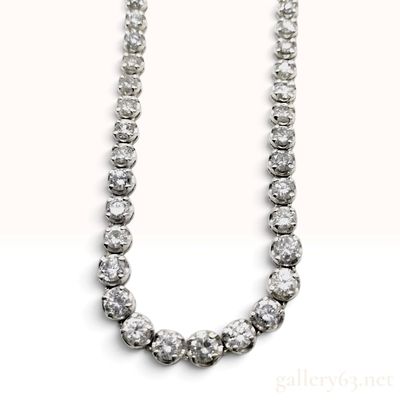 Sale Photo Thumbnail #501: 18K White Gold 10.00ctw Natural Diamond Graduated Tennis Necklace