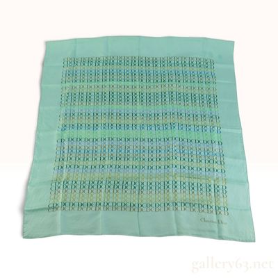 Sale Photo Thumbnail #311: Vintage Christian Dior CD Monogram Mint Green Silk Scarf 30 Inch