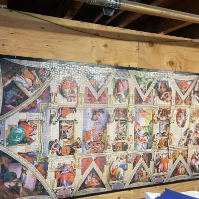 Sale Photo Thumbnail #59: 10,000 Piece completed jigsaw puzzle depicting Michelangelo's Sistine Chapel ceiling.