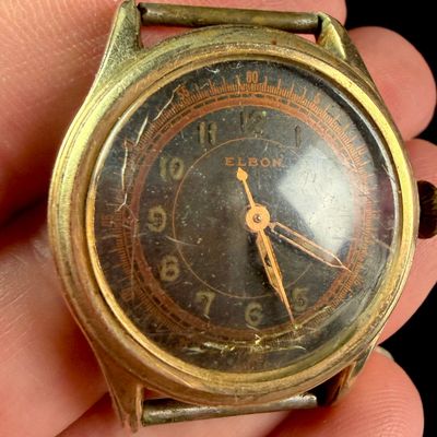 Sale Photo Thumbnail #105: Elbon Vintage Gold Tone Base Metal Mechanical Wristwatch
