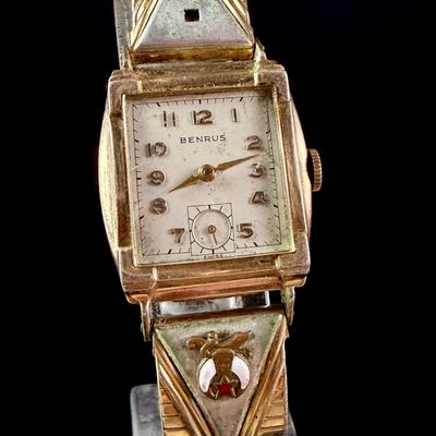 Sale Photo Thumbnail #83: Benrus 10K Rolled Gold Plate Swiss Manual Wind Men's Shriners Watch