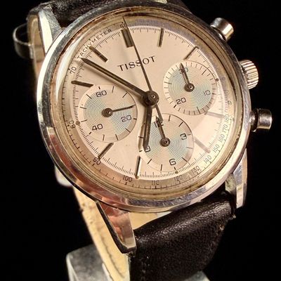 Sale Photo Thumbnail #128: Vintage Tissot Three Register Manual Wind Chronograph Wristwatch