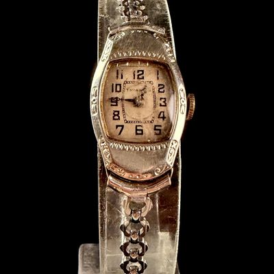 Sale Photo Thumbnail #29: Tavannes 14kt White Gold Filled Art Deco Ladies Wristwatch