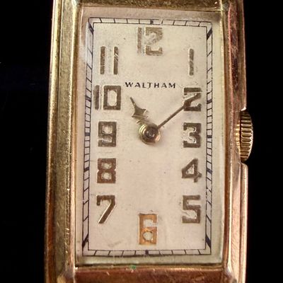 Sale Photo Thumbnail #161: Waltham Rectangular 10K Gold Filled Manual Wind Wristwatch