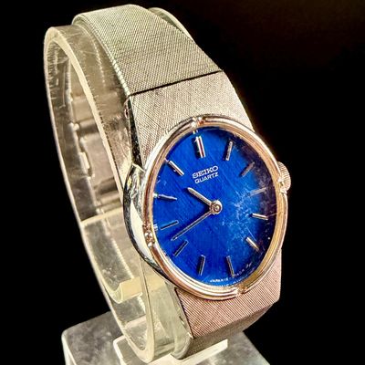 Sale Photo Thumbnail #49: Seiko Quartz Ladies Wristwatch with Blue Dial and Mesh Bracelet