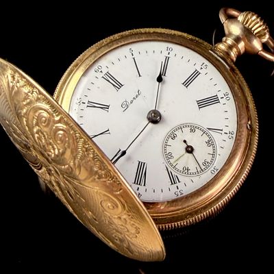 Sale Photo Thumbnail #171: Doret Hunter Case Pocket Watch in 14K Gold Filled Bates and Bacon Regal Case