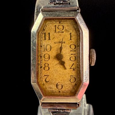 Sale Photo Thumbnail #142: Illinois Watch Company 14 Karat White Gold Filled Manual Wind Ladies Wristwatch