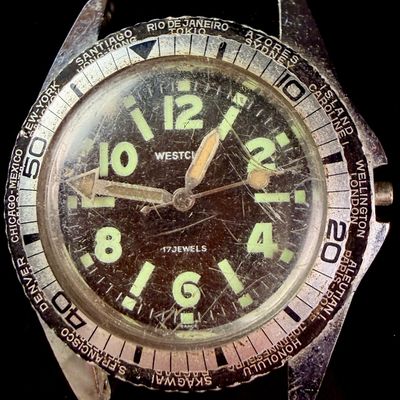 Sale Photo Thumbnail #145: Westclox World Time Diver Wristwatch
